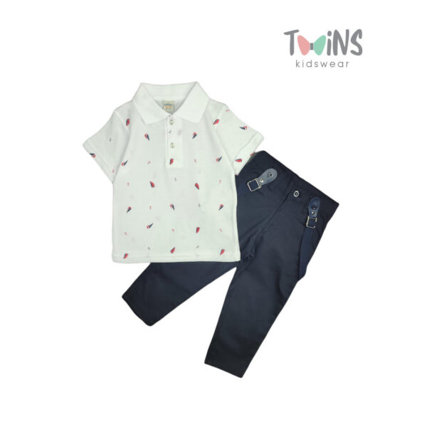 ΠΑΙΔΙΚΟ ΣΕΤ ΛΕΥΚΟ ΜΕ ΜΠΛΕ ΠΑΝΤΕΛΟΝΙ